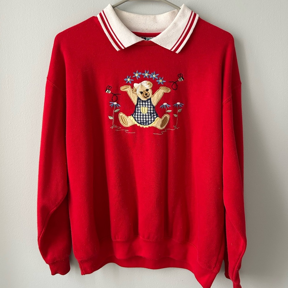 Spirit Red and White Collared Sweater